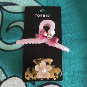 Torrid Pink and Yellow Floral Hair Clip Set